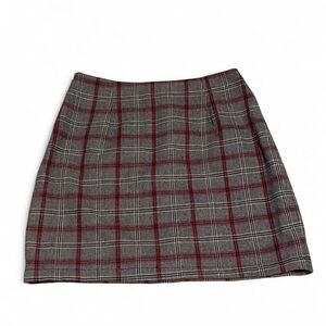 SHEIN Gray and Red Plaid Skirt XS